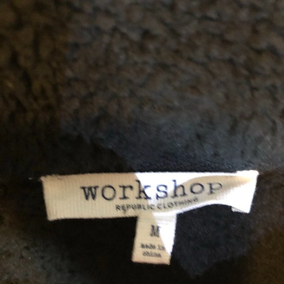 Teddy Sherpa WorkShop brand cozy Black half zip - Picture 6 of 13